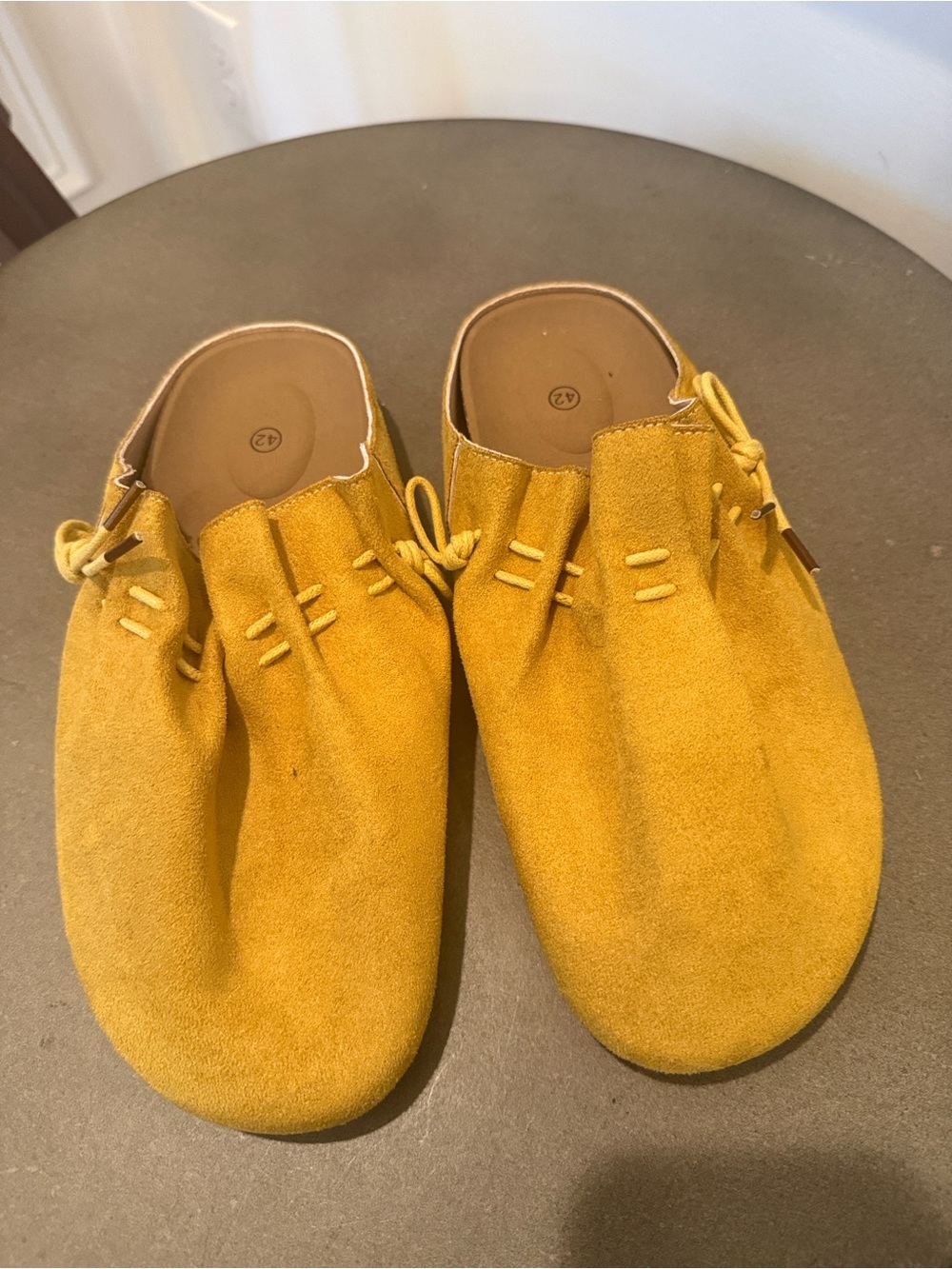Suede Slip-On Mule in Mustard Yellow